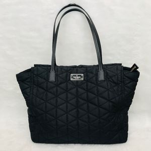 Kate Spade Black Quilted Tote Bag Shoulder Zipper